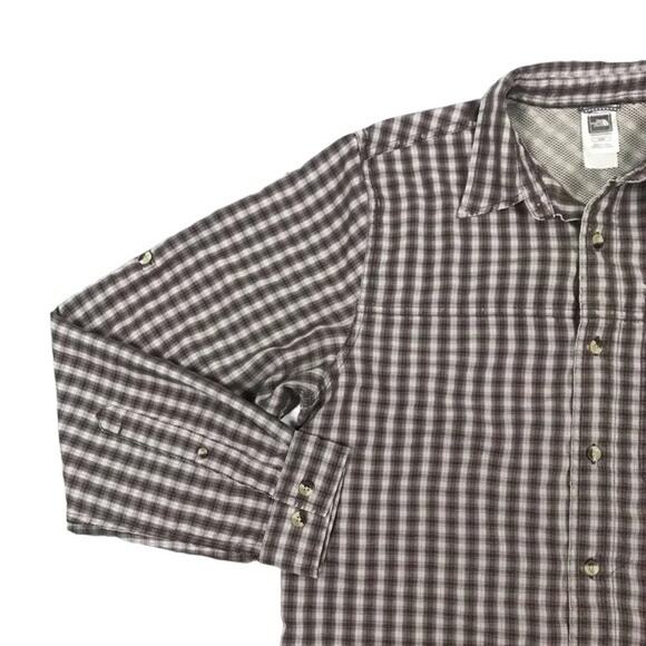 The North Face Brown & Red Plaid Button Down Long Sleeve Shirt Men's Medium - Picture 4 of 8